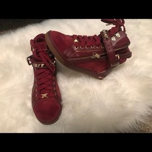 Suede burgundy Michael Kors sneakers